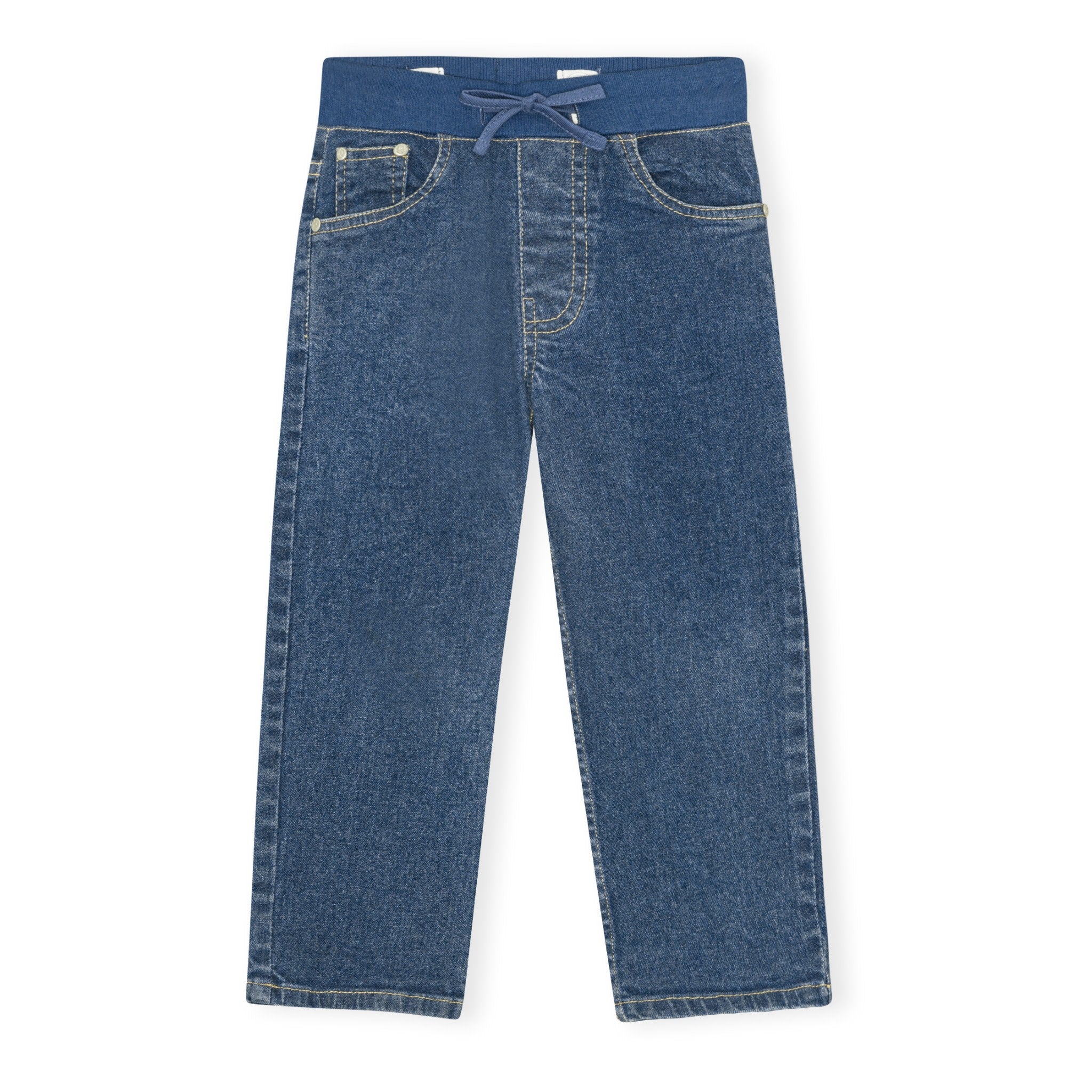 Denim pants with rib waist