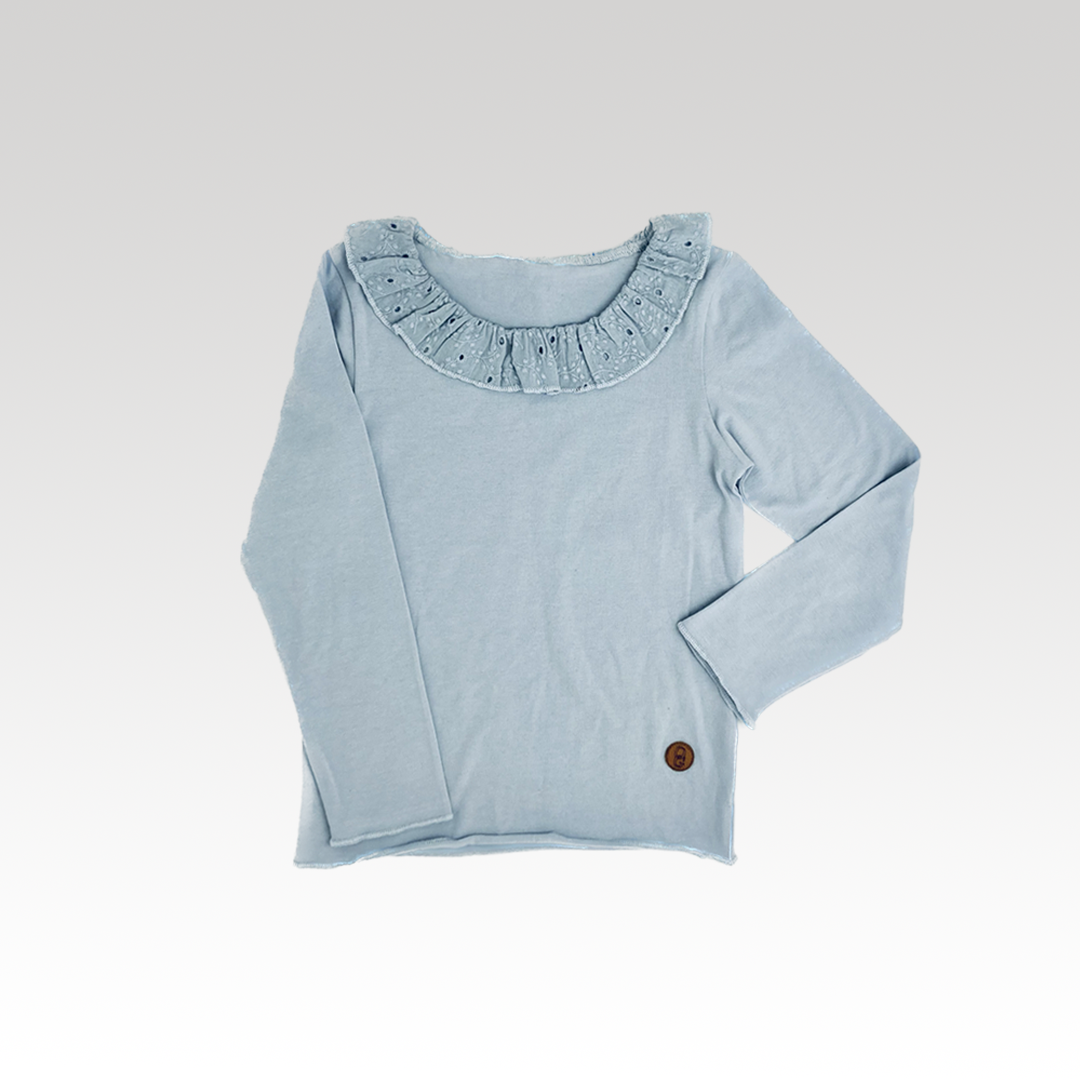 Bluse für Kinder mit Rüschen – Himmelblau