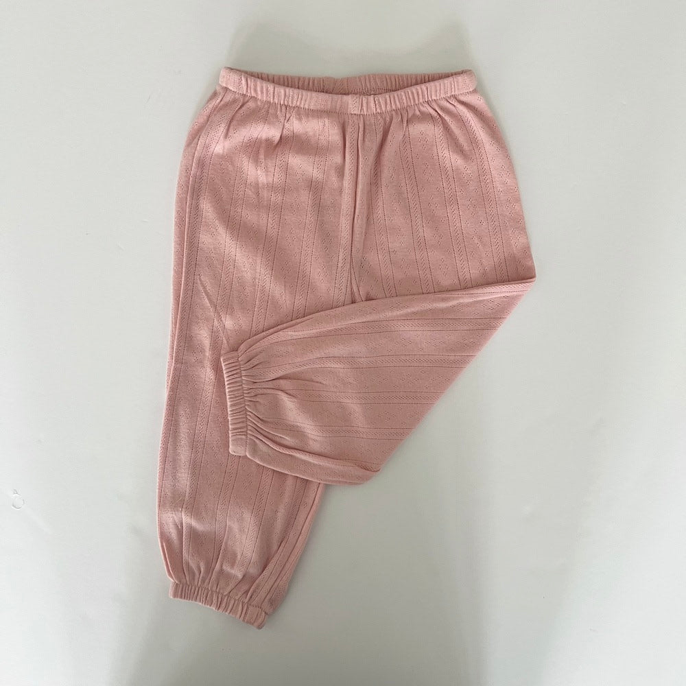 Pointelle-Babyhose – weiß, lila und rosa