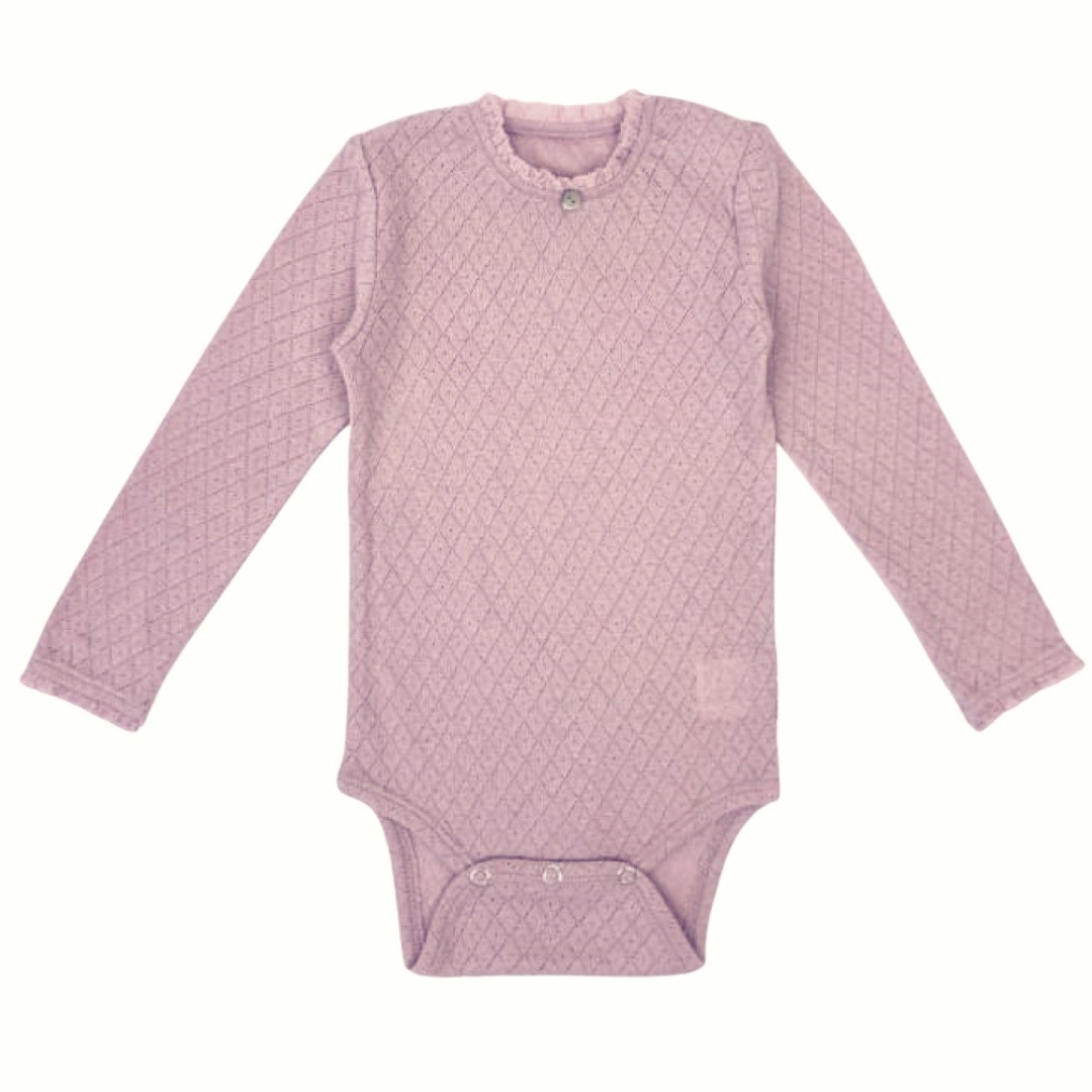 Lilly-Body aus Pointelle-Wollmischung – Rosa