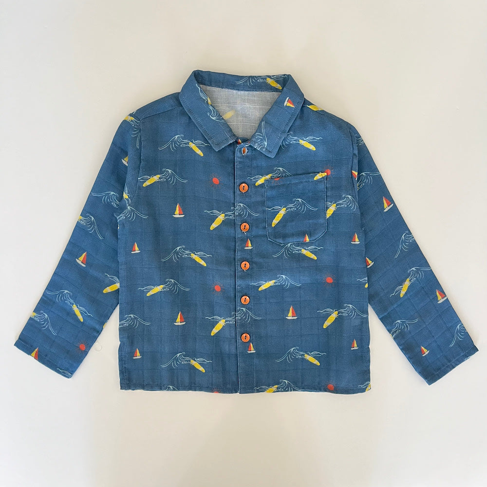 Musselin-Langarmshirt - Surfer